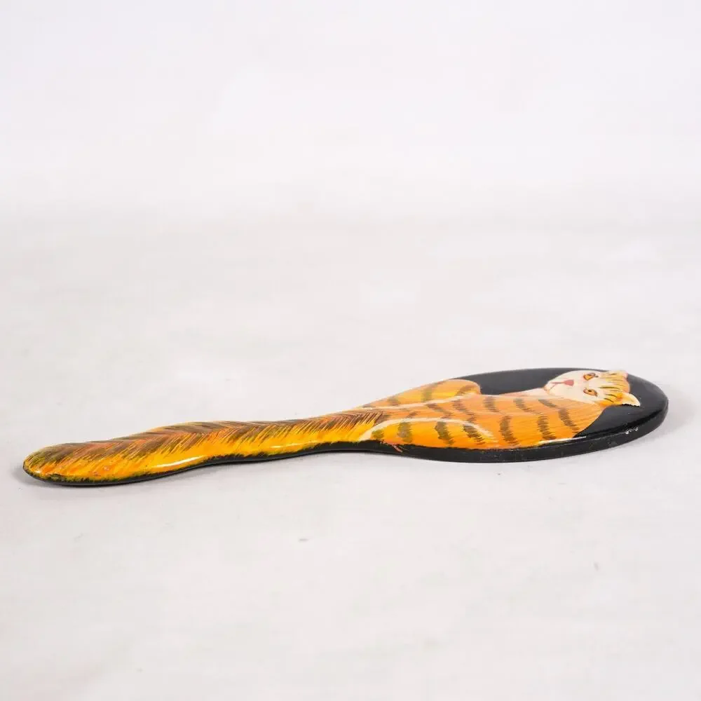 Hand Painted Kitty Cat Beauty Hand Mirror Feline Kitten Art Decor Decoration